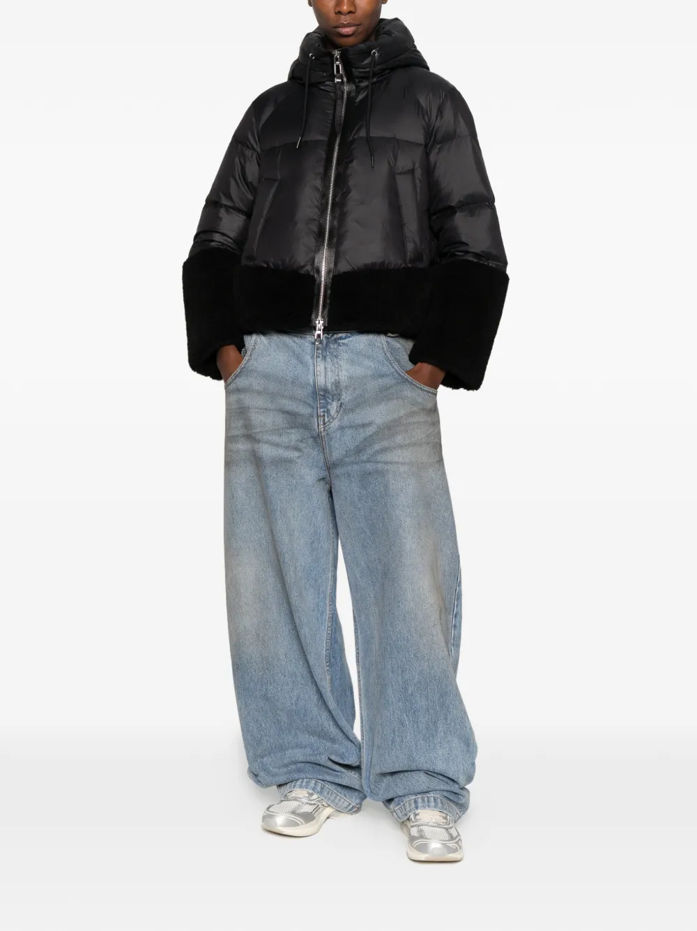 Duno hooded faux-fur trim jacket - Schwarz