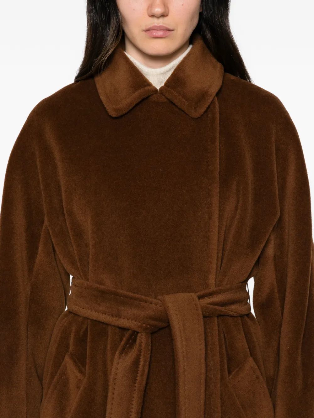 Marella belted virgin-wool coat Bruin