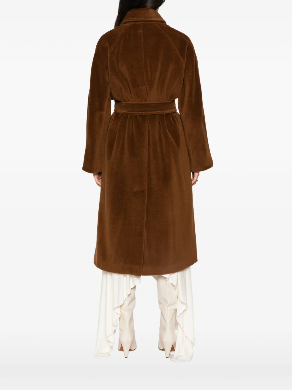 Marella belted virgin-wool coat Bruin