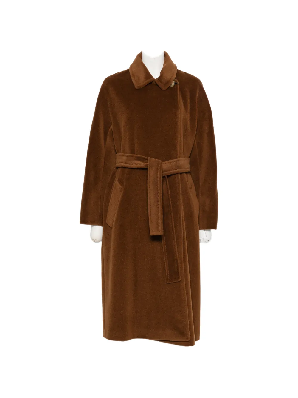 Marella belted virgin-wool coat - Brown