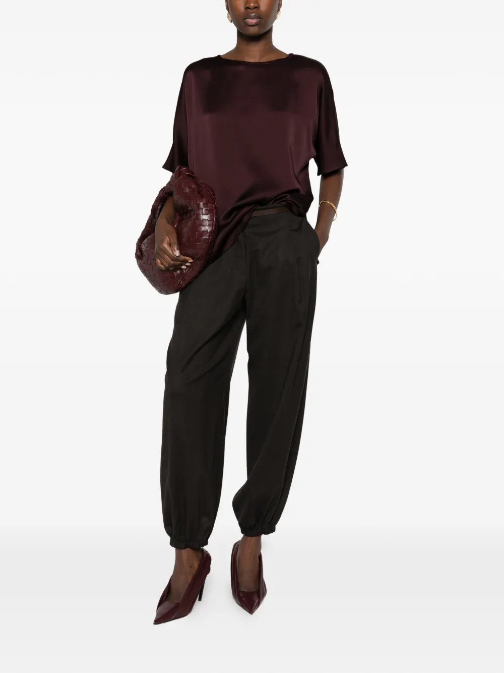 Antonelli Angiolieri satin-finish short-sleeve T-shirt Paars