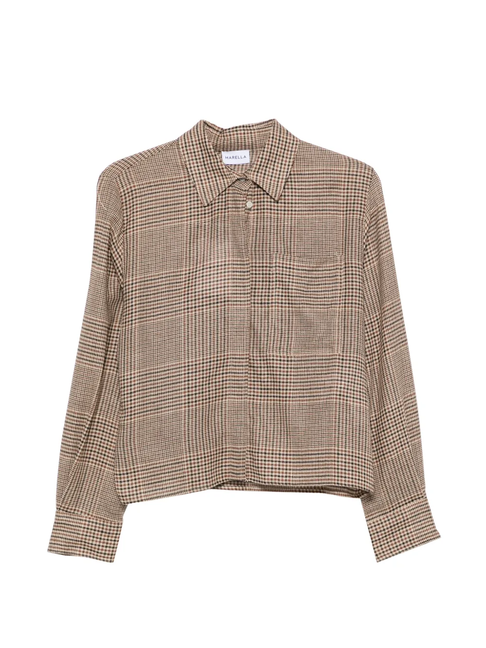 Marella Prince of Wales check tie-neck shirt Bruin