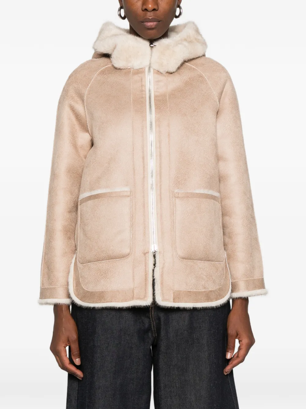 Betta Corradi faux-fur hooded jacket Beige