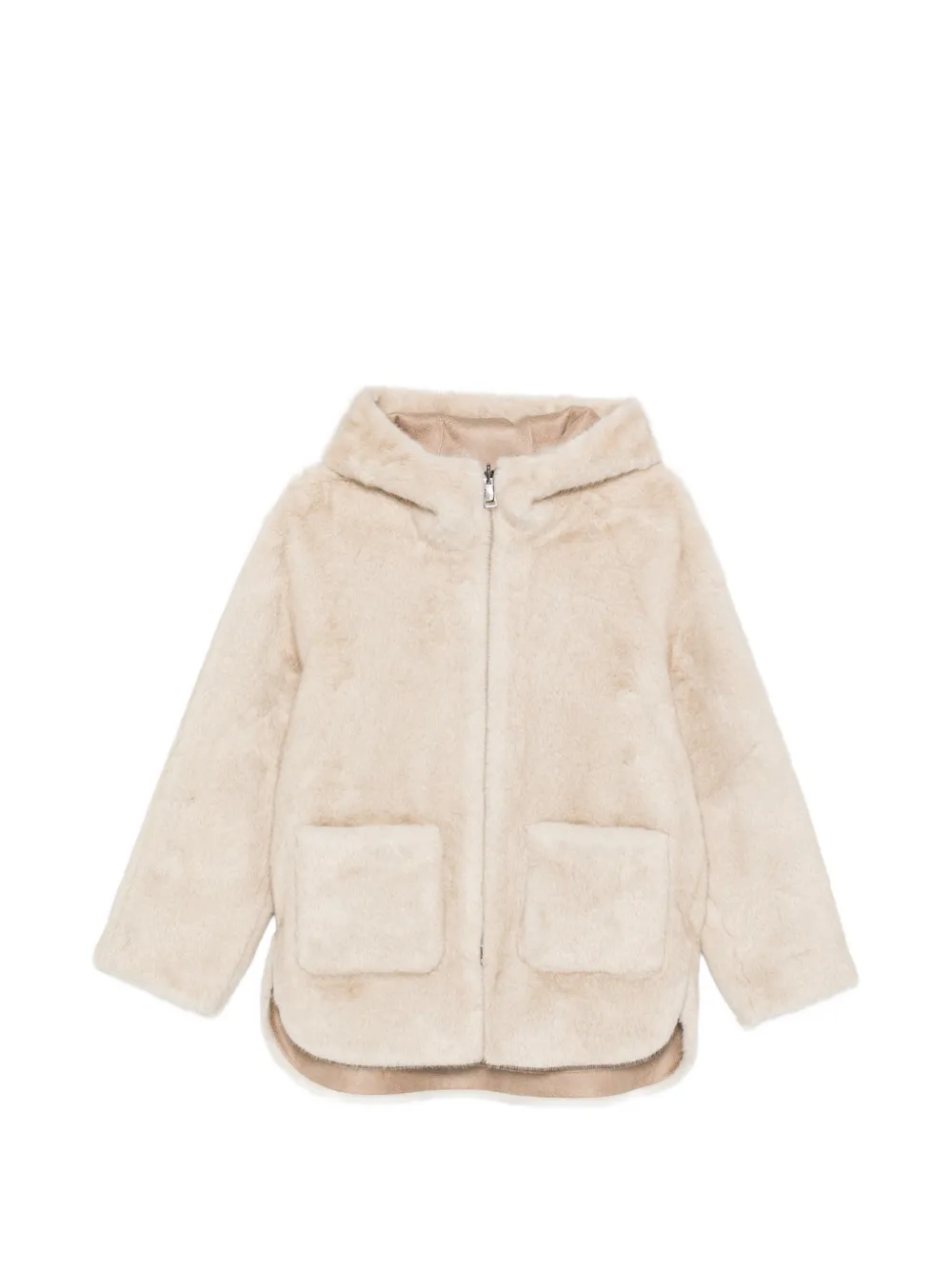 Betta Corradi faux-fur hooded jacket - Nude