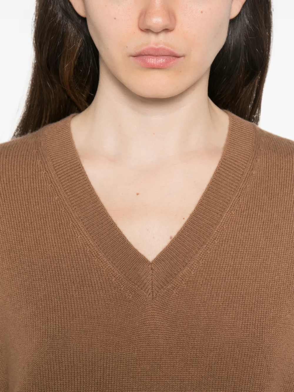 Marella Mseditore trui met V-hals en lange mouwen Bruin