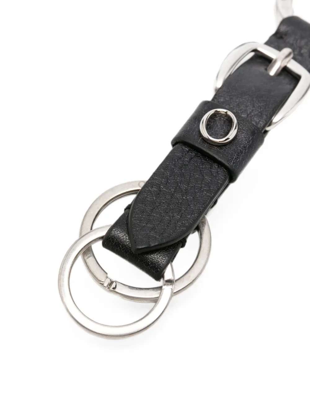 Orciani Leren sleutelhanger met gespdetail Zwart