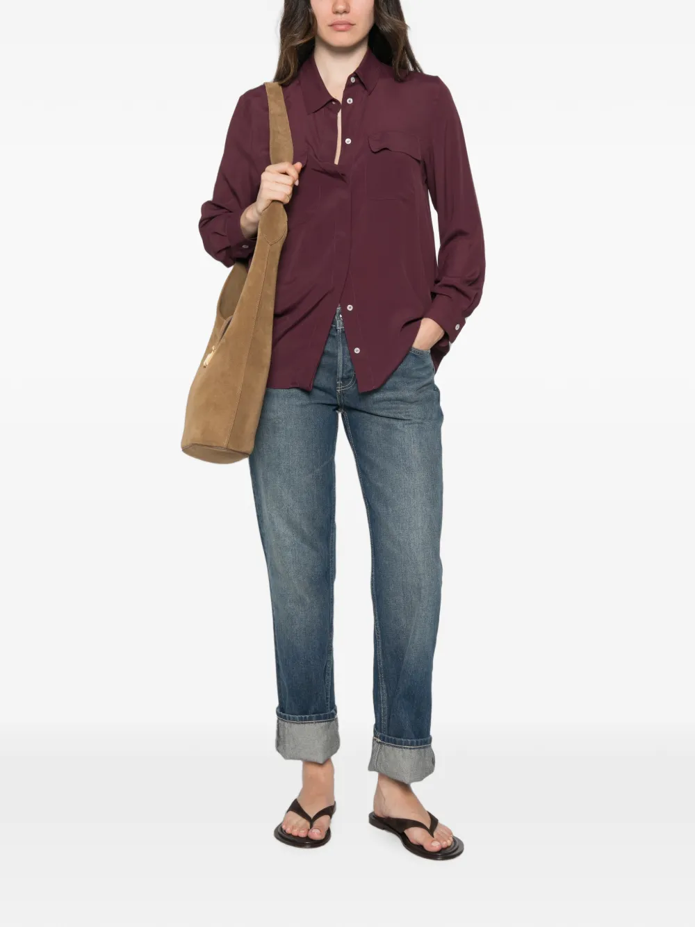 Marella Mllfestoso1 blouse met borstzak en knopen Rood