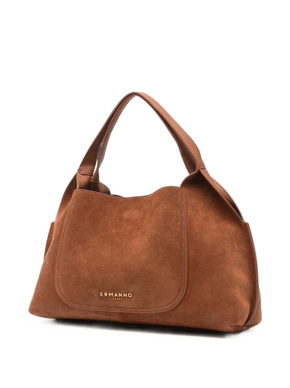 ERMANNO FIRENZE Shopper met logoplakkaat Bruin