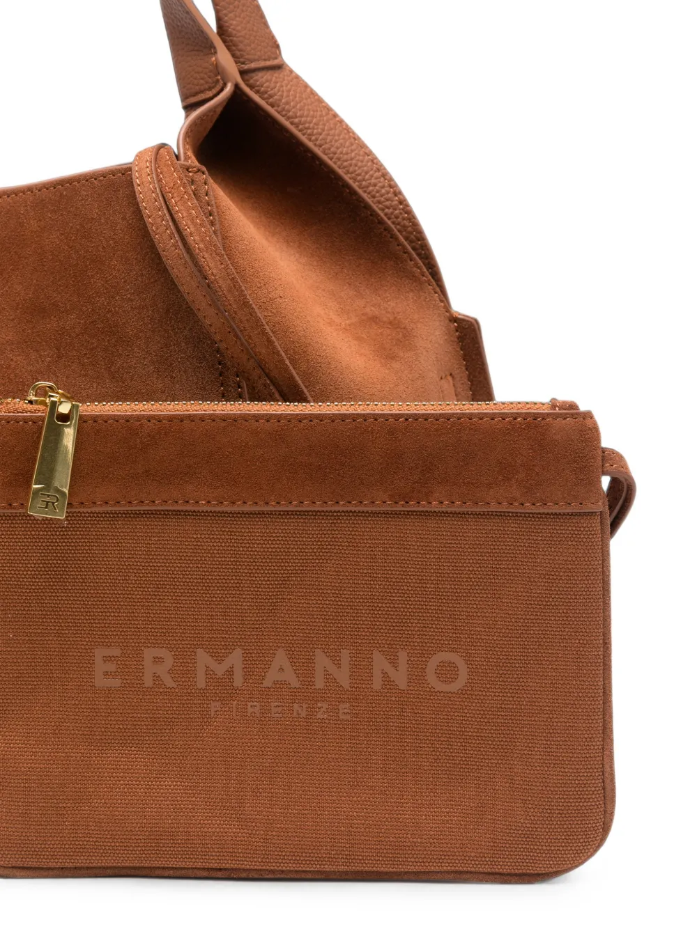 ERMANNO FIRENZE Shopper met logoplakkaat Bruin
