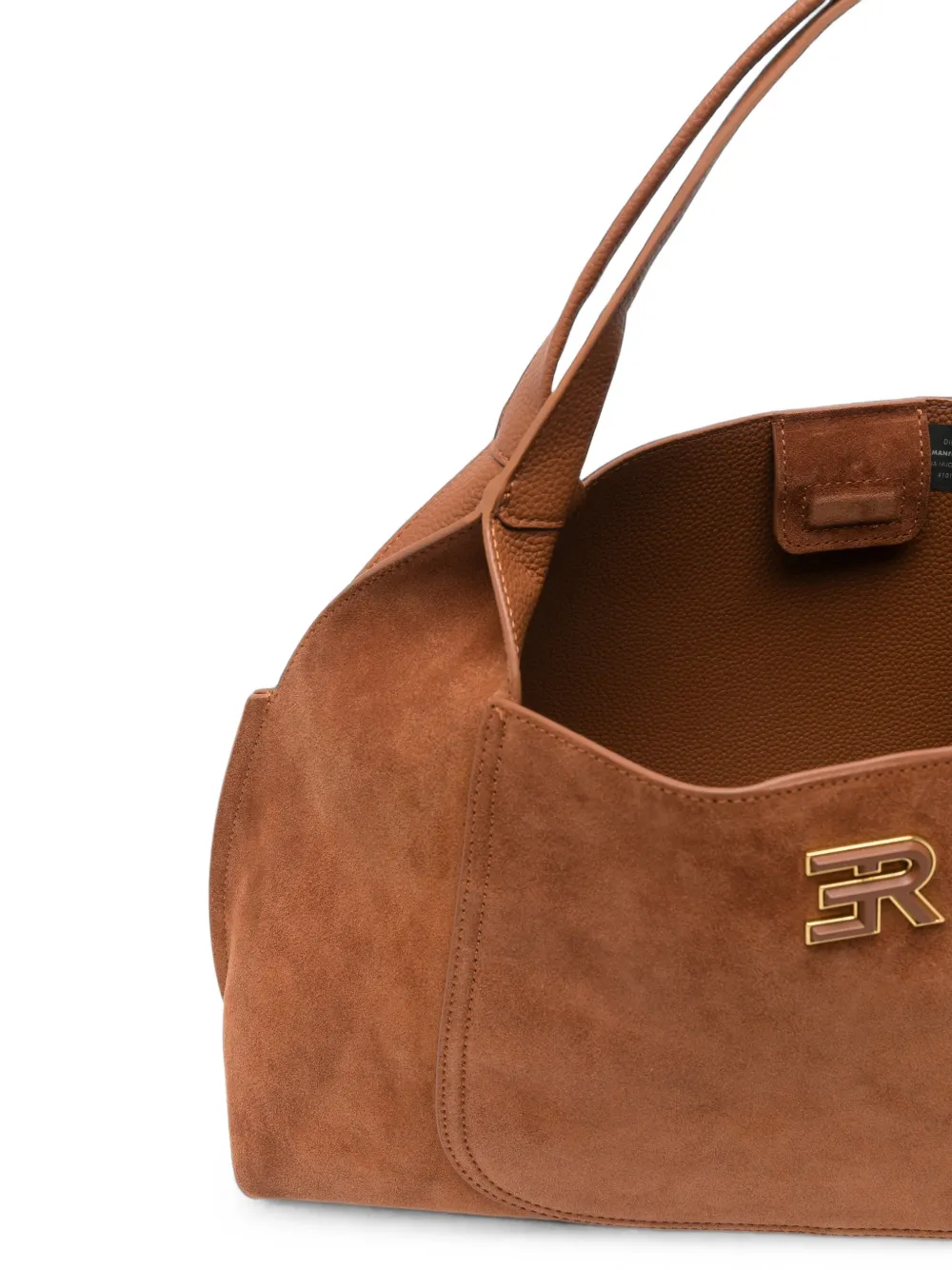 ERMANNO FIRENZE Shopper met logoplakkaat Bruin
