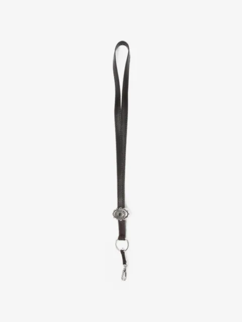 Orciani engraved-plaque leather lanyard