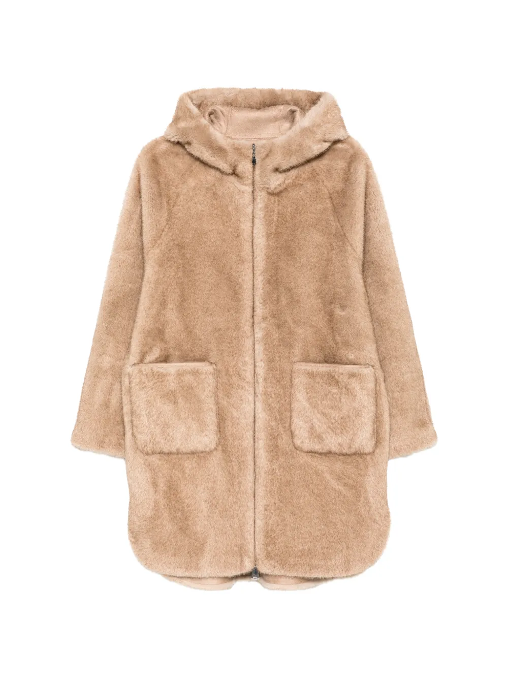 Betta Corradi faux-fur hooded jacket - Nude