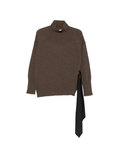 Marella jersey Pietra con cuello alto y lazo lateral