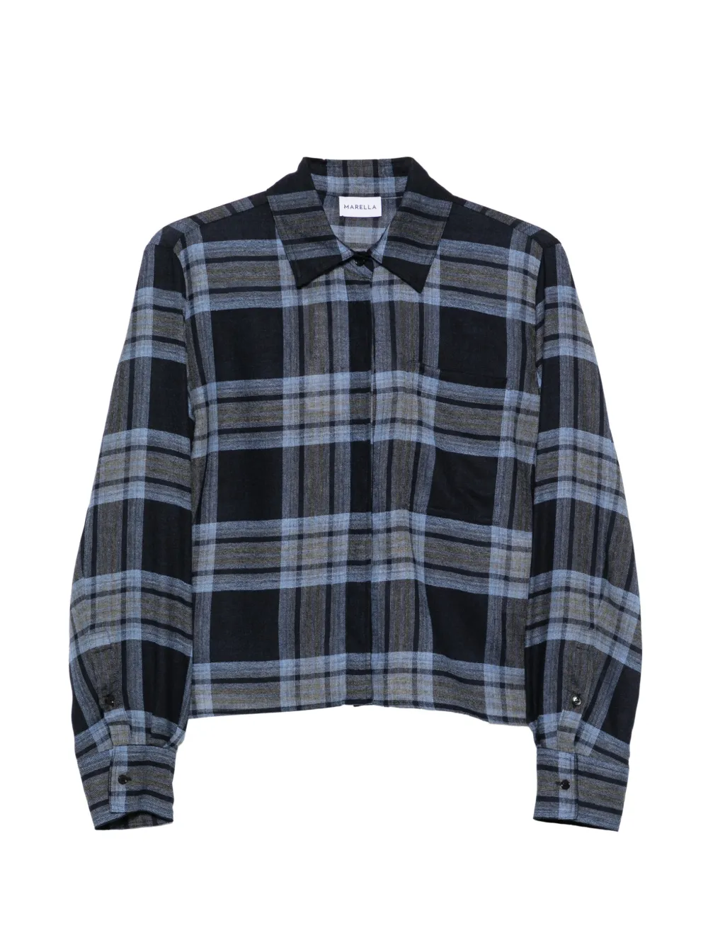 Marella check-pattern tie-neck shirt - Bleu Marella check-pattern tie-neck shirt - Bleu