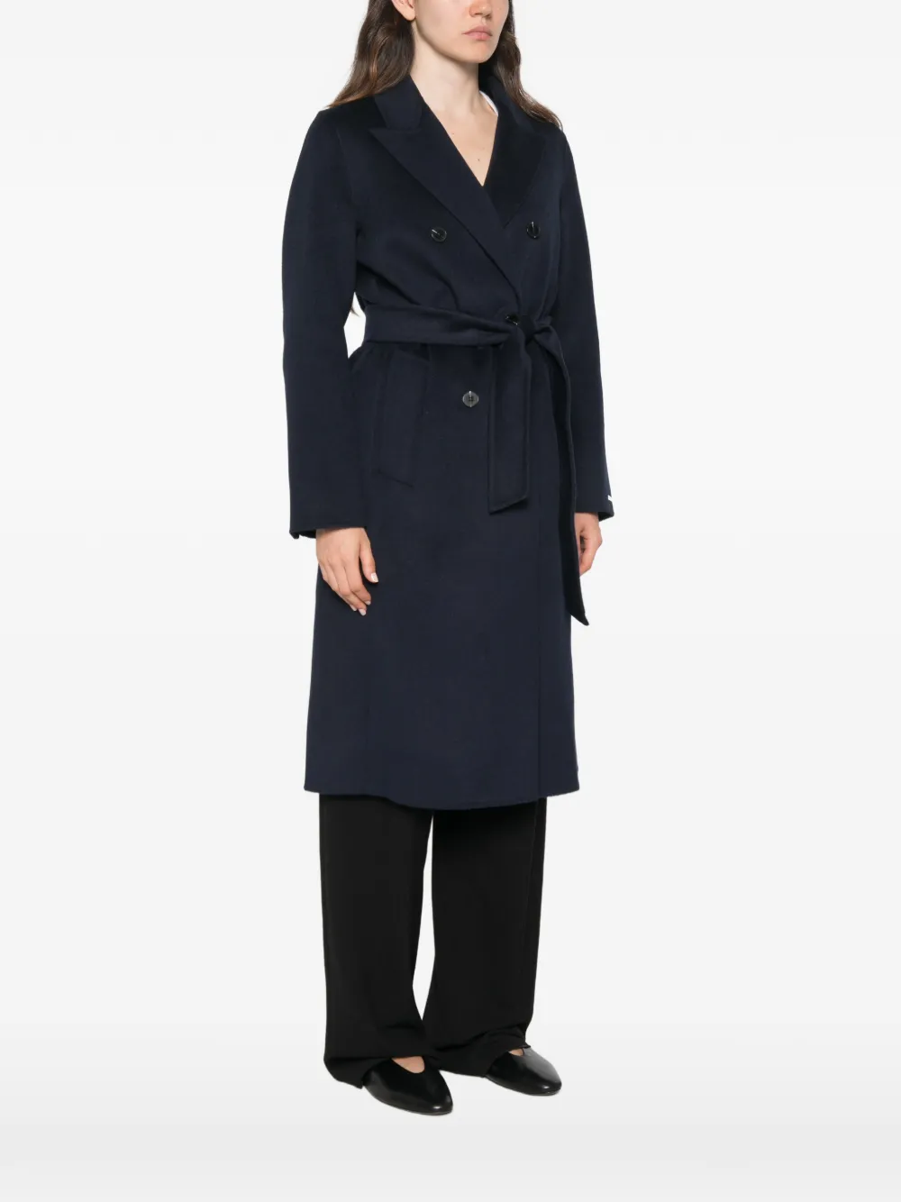 Marella Jas met ceintuur en dubbele rij knopen Blauw