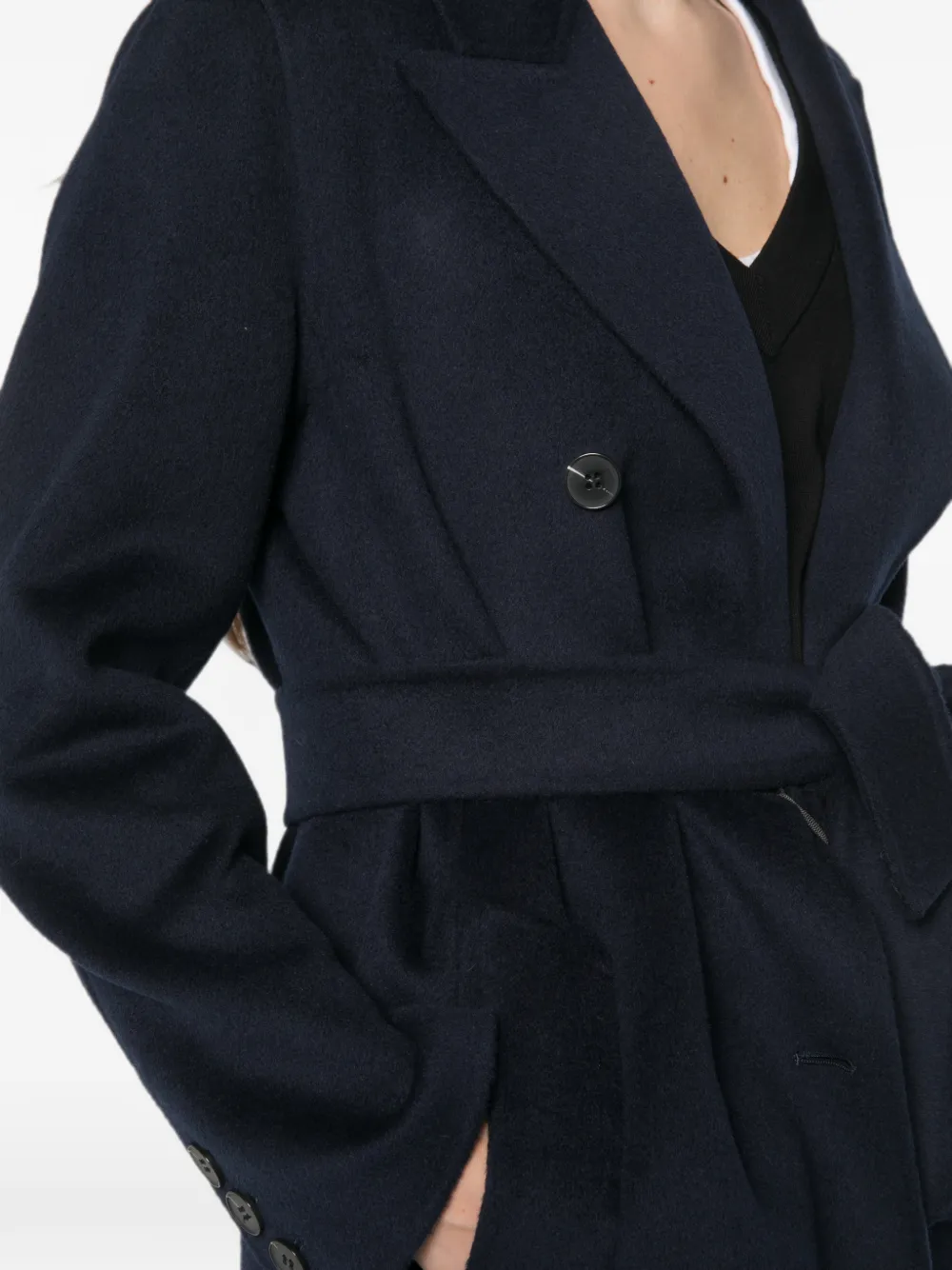 Marella Jas met ceintuur en dubbele rij knopen Blauw