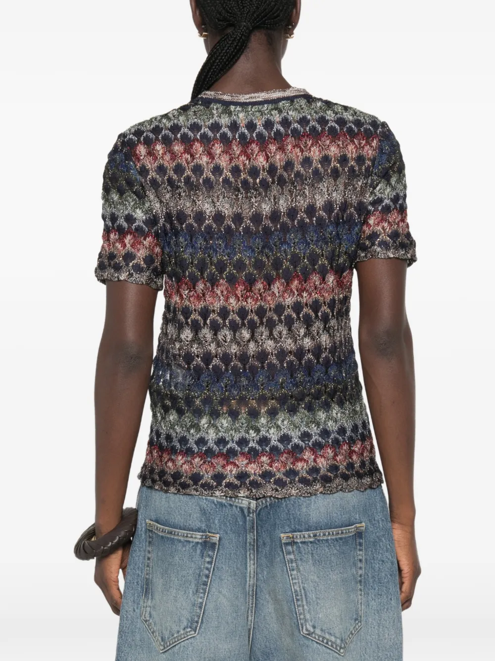 Missoni T-shirt met chevron streep Blauw
