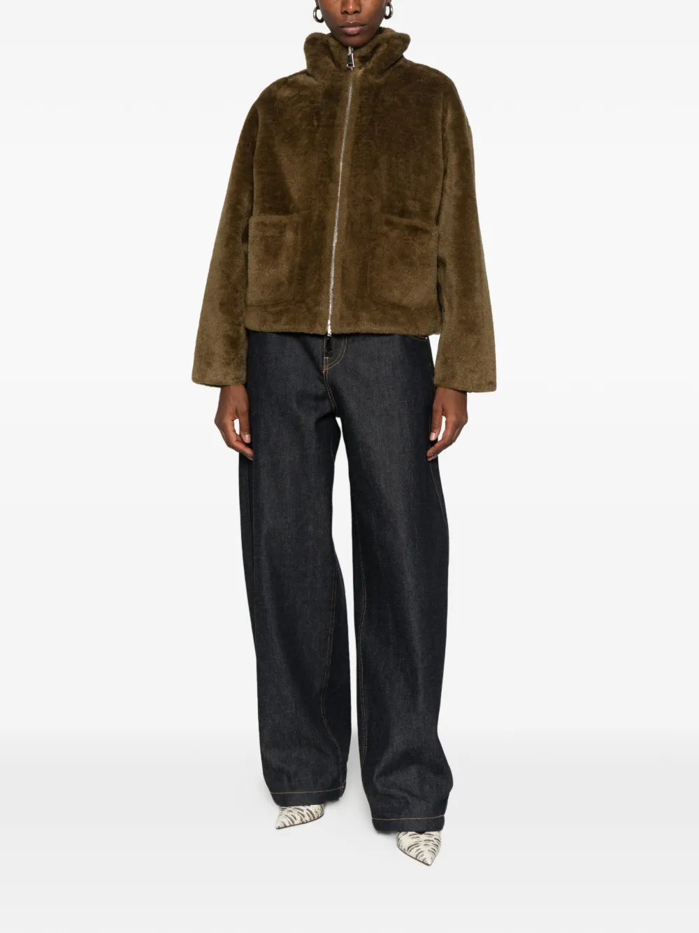 Betta Corradi faux-fur panelled jacket - Grün