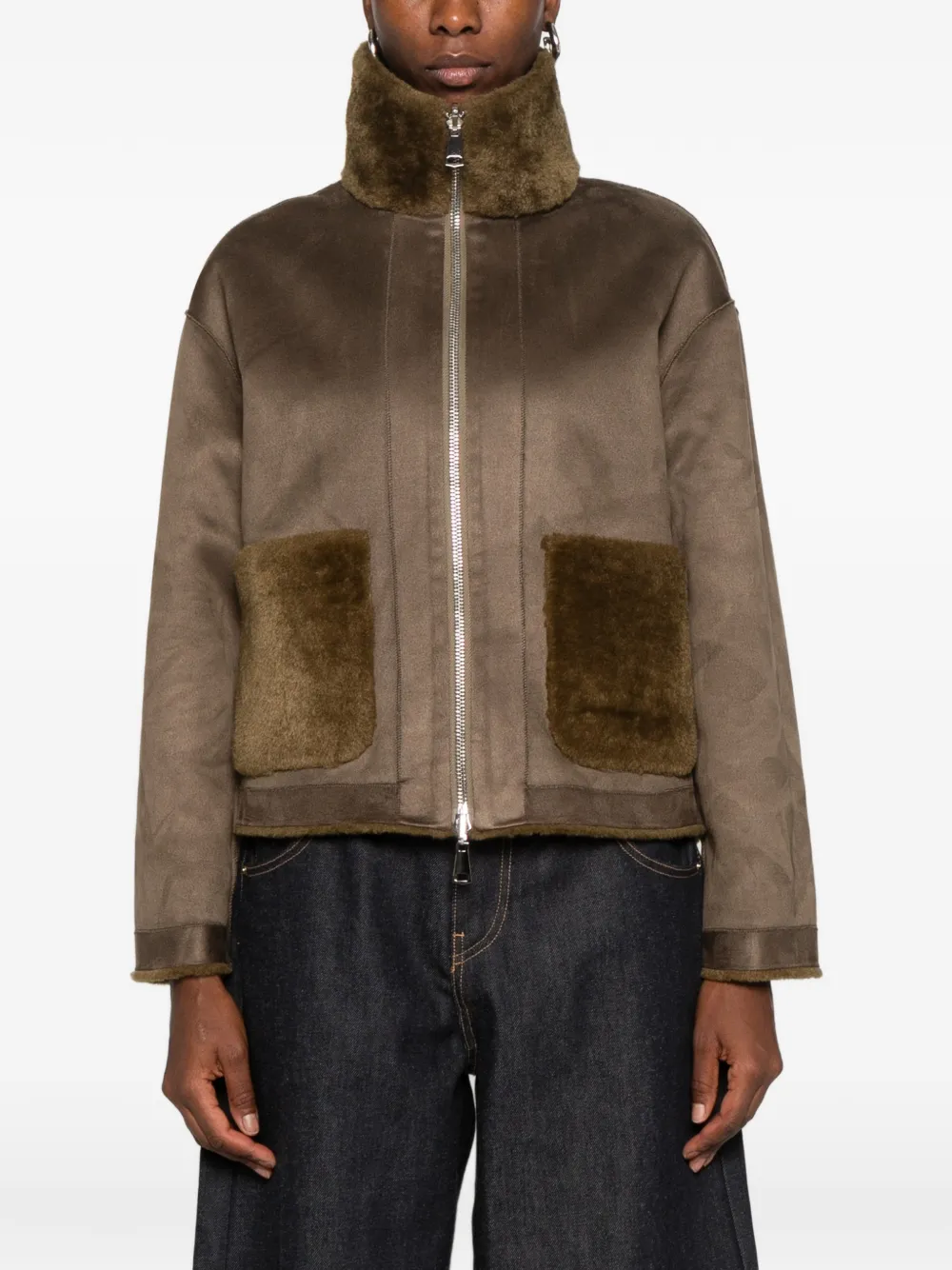 Betta Corradi faux-fur panelled jacket Groen
