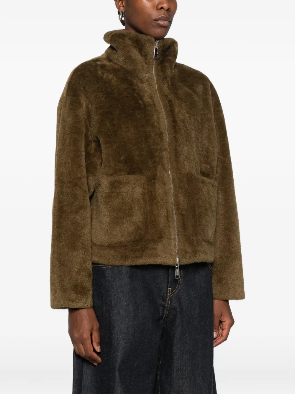 Betta Corradi faux-fur panelled jacket Groen