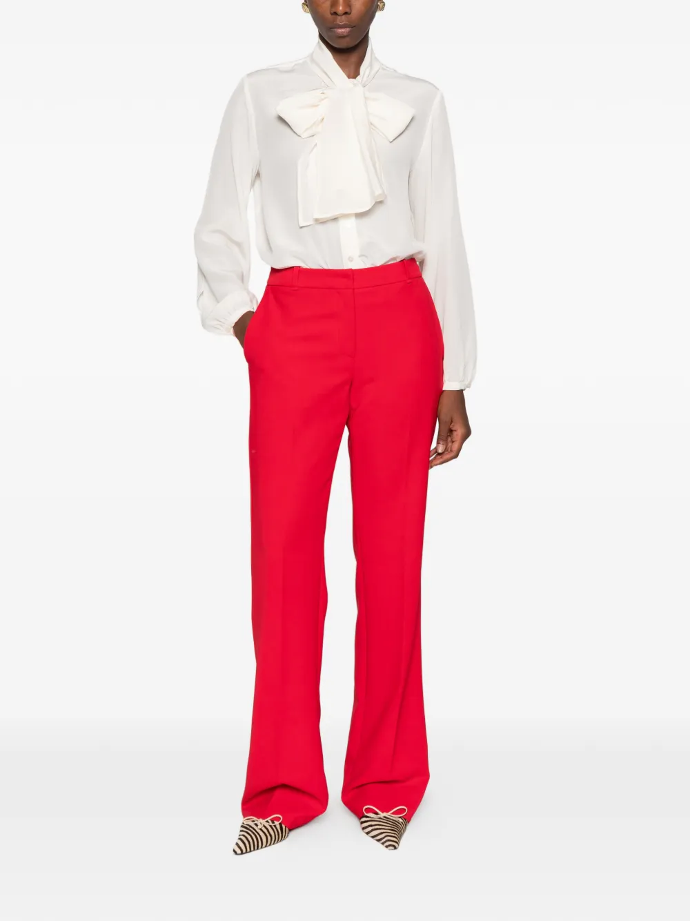 Marella bow-detail silk shirt Wit