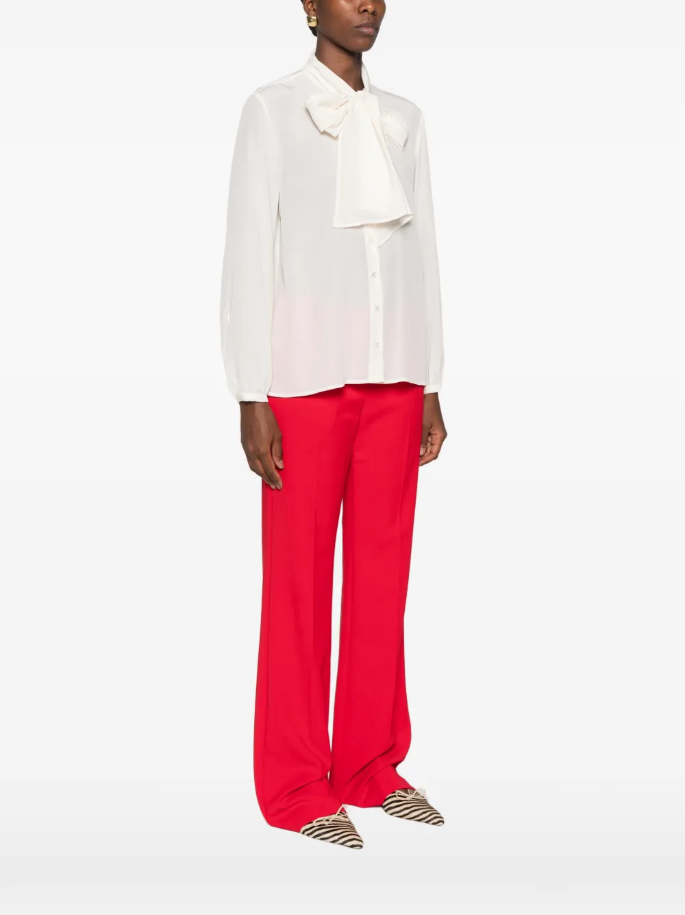 Marella bow-detail silk shirt Wit