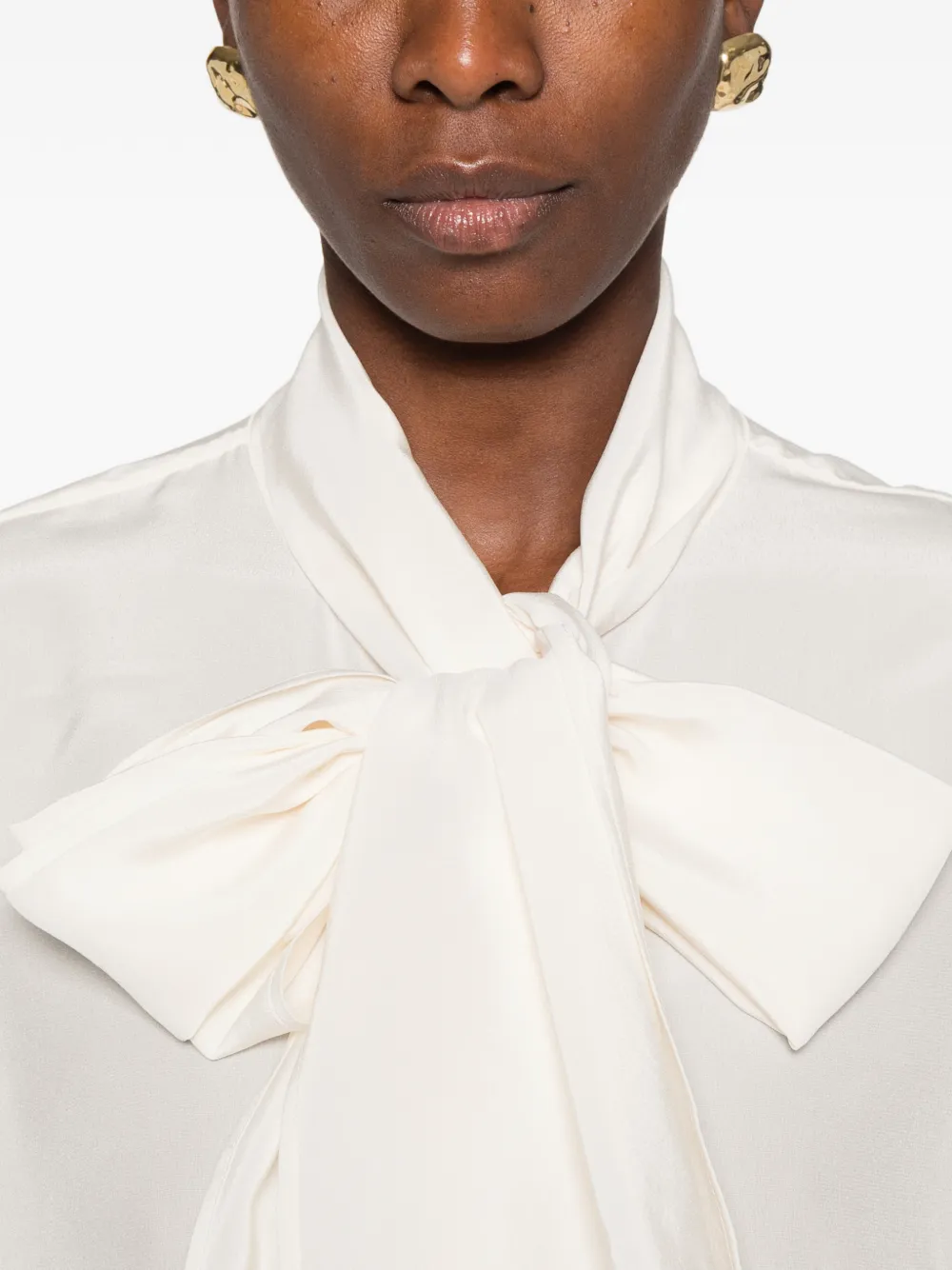 Marella bow-detail silk shirt Wit