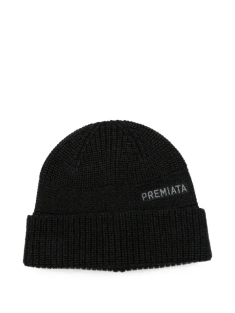 Premiata logo-print ribbed-knit beanie hat