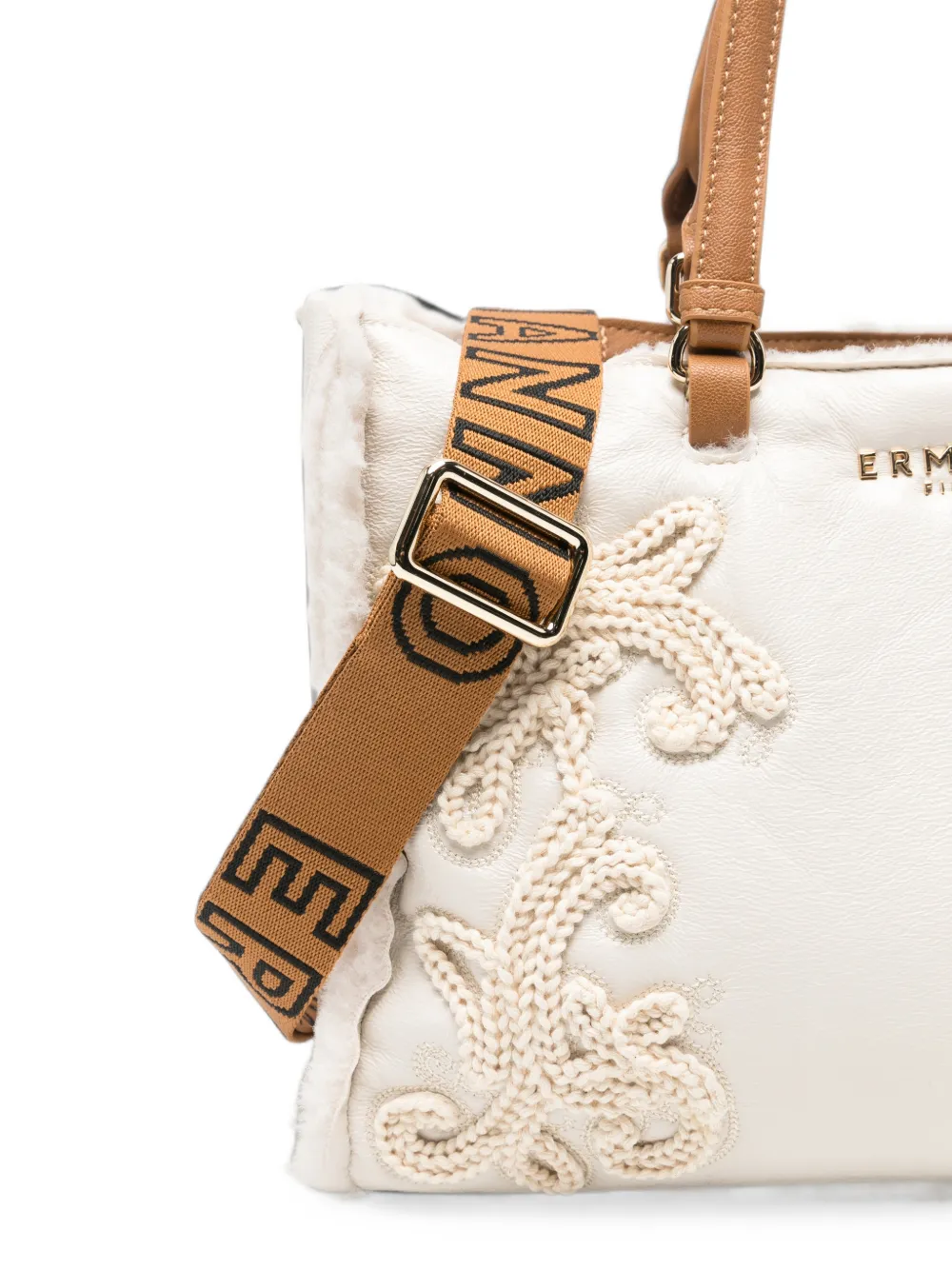 ERMANNO FIRENZE Shopper met gehaakt borduurwerk Beige
