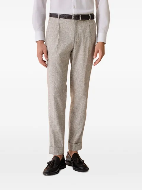 PAUL TAYLOR pleated turned-up tapered trousers