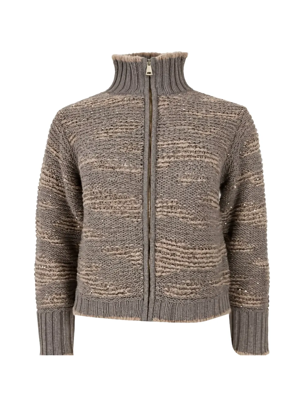 Fabiana Filippi sequin-embellished intarsia-knit cardigan Grijs