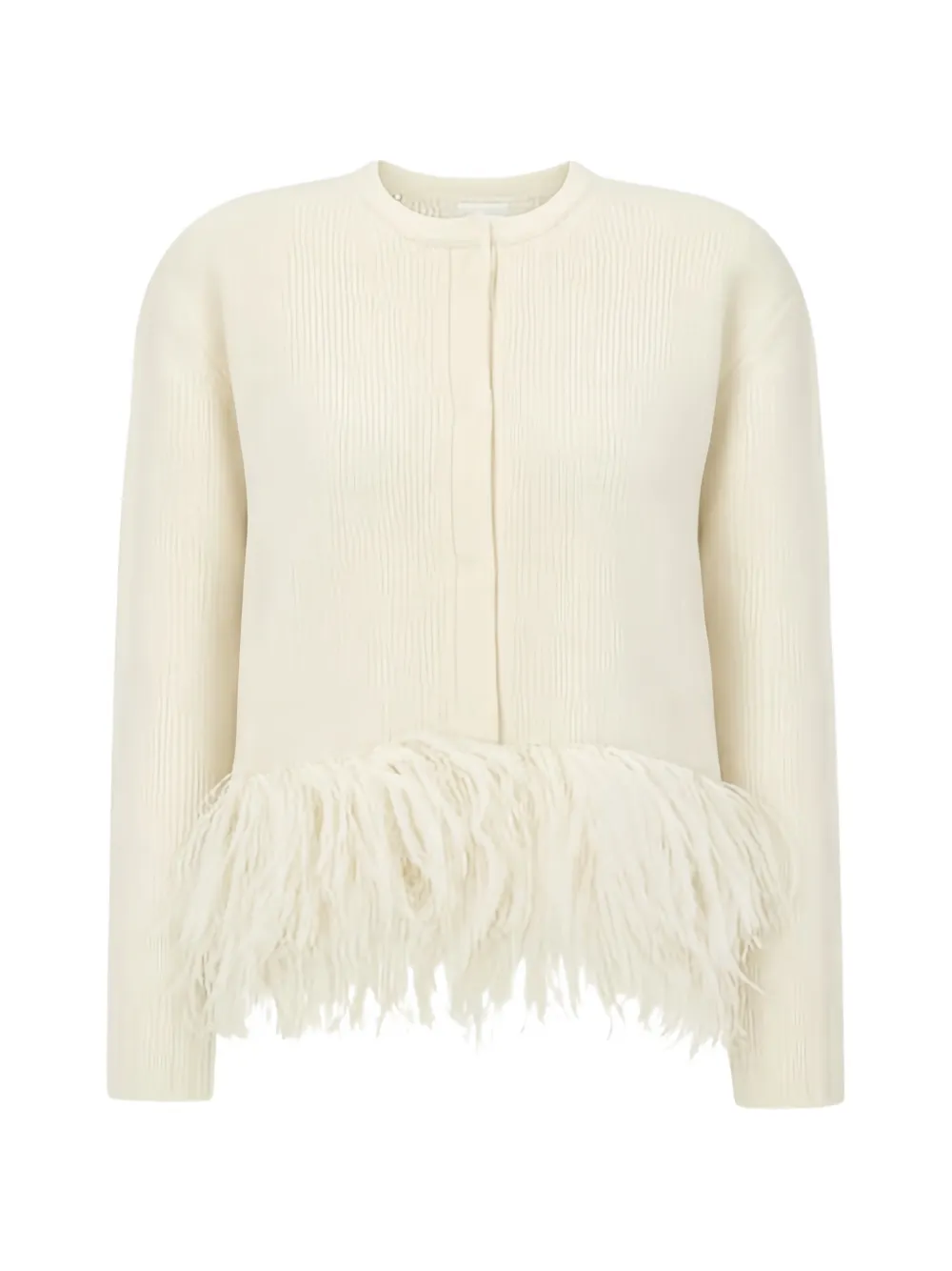 Fabiana Filippi feather-trim knitted sweater Wit