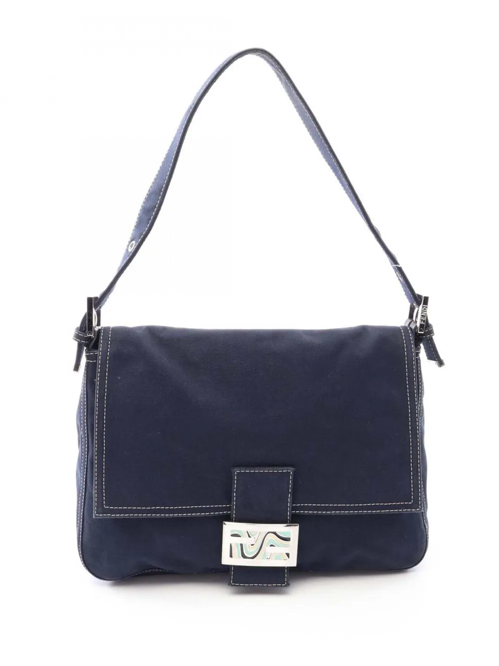 Fendi Pre-Owned 2000-2010 Mamma Forever Schultertasche aus Canvas mit FF-Logo - Blau
