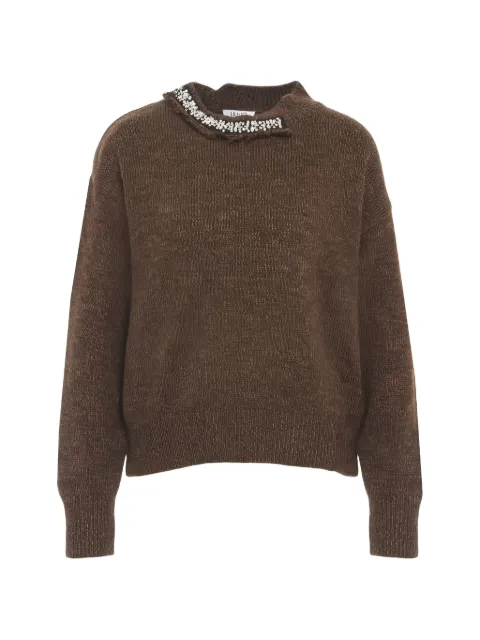 LIU JO embellished frayed-collar sweater