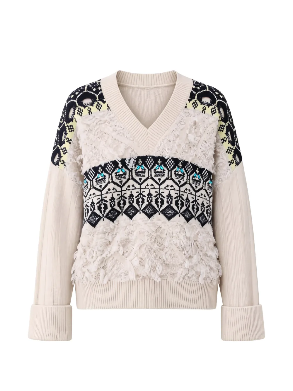 LIU JO jacquard sweater with jewel embroidery