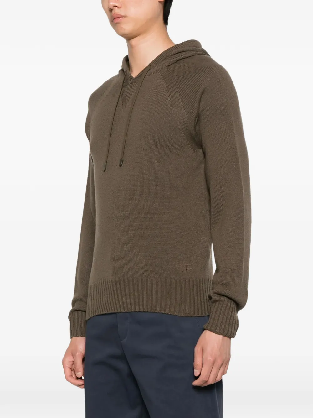 TOM FORD Gebreide hoodie met raglan mouwen Bruin