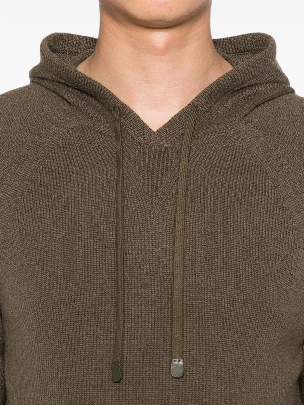 TOM FORD Gebreide hoodie met raglan mouwen Bruin