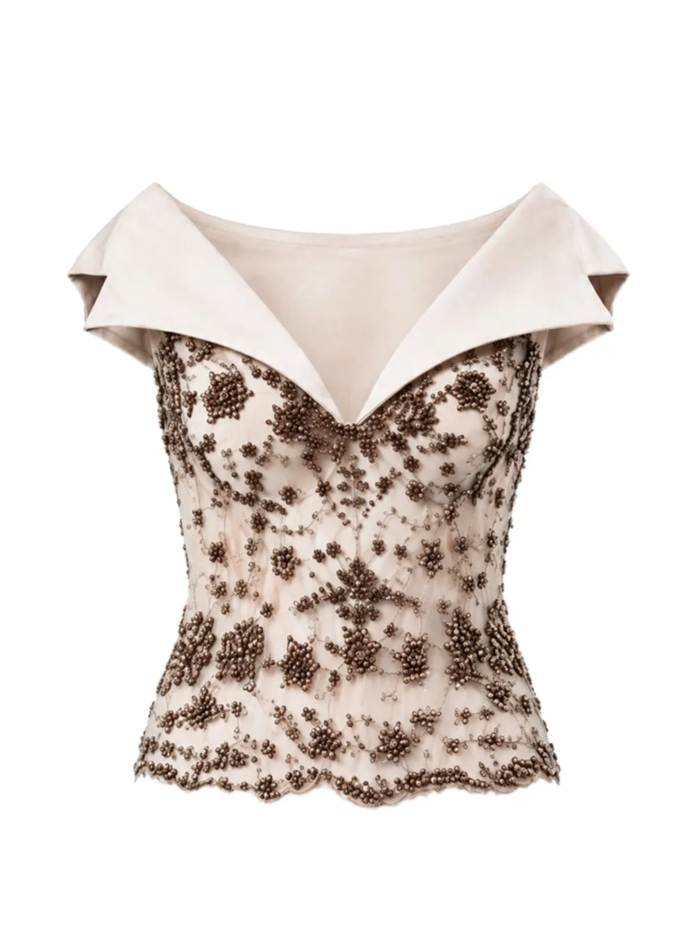 Gemy Maalouf Tuxedo beaded top - Toni neutri