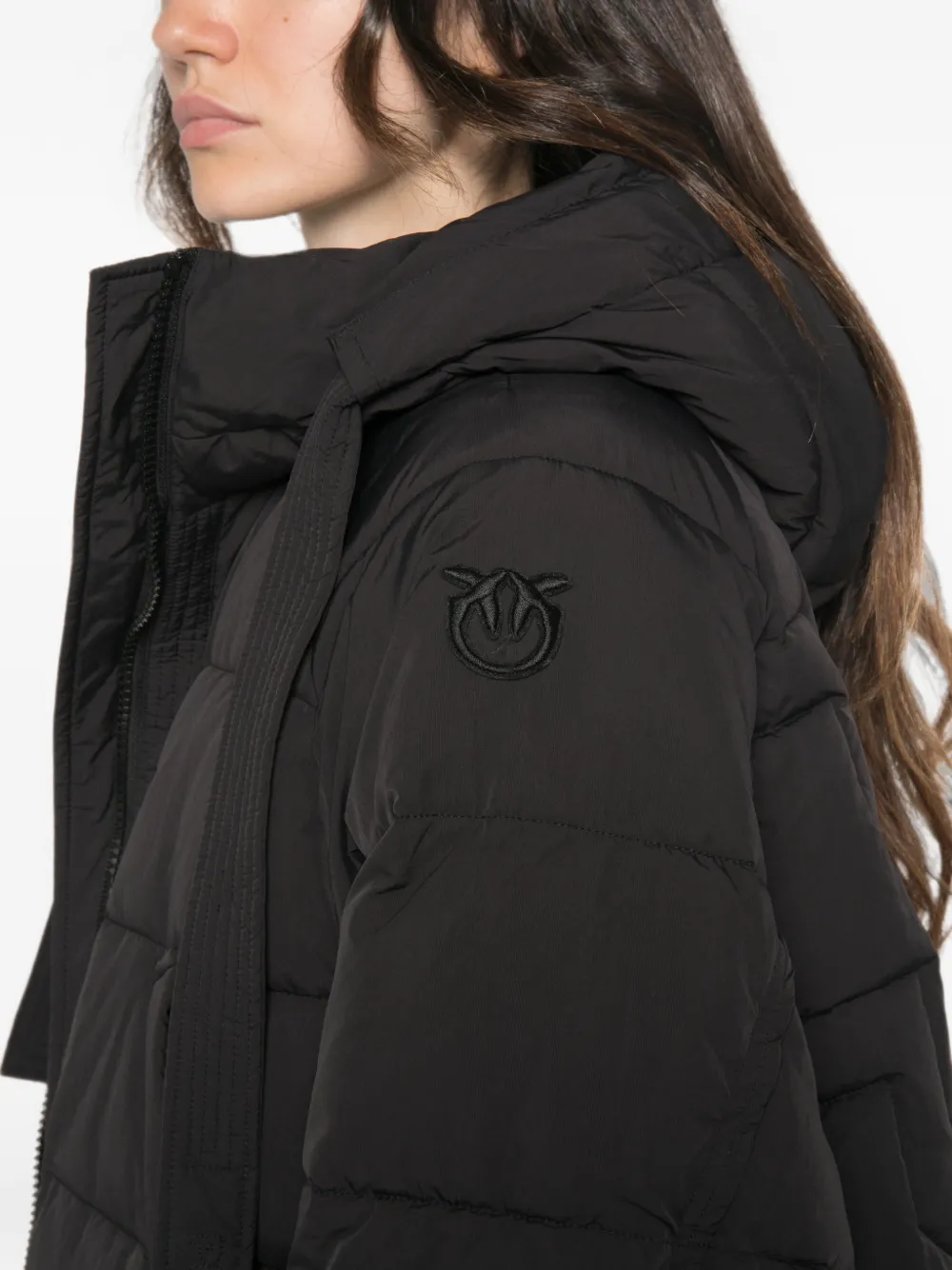 PINKO Donsjack met capuchon Zwart