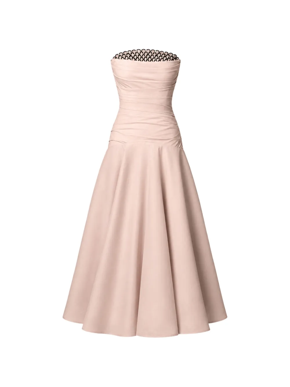 Nafsika Skourti Rhea Ruched-bodice Midi Dress In Neutral