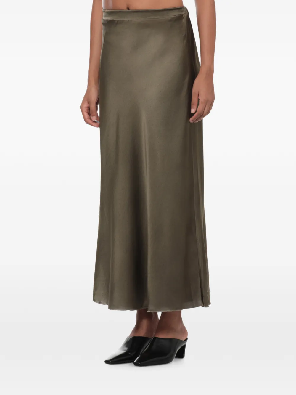 Avant Toi satin-finish elasticated-waistband maxi skirt - Grün