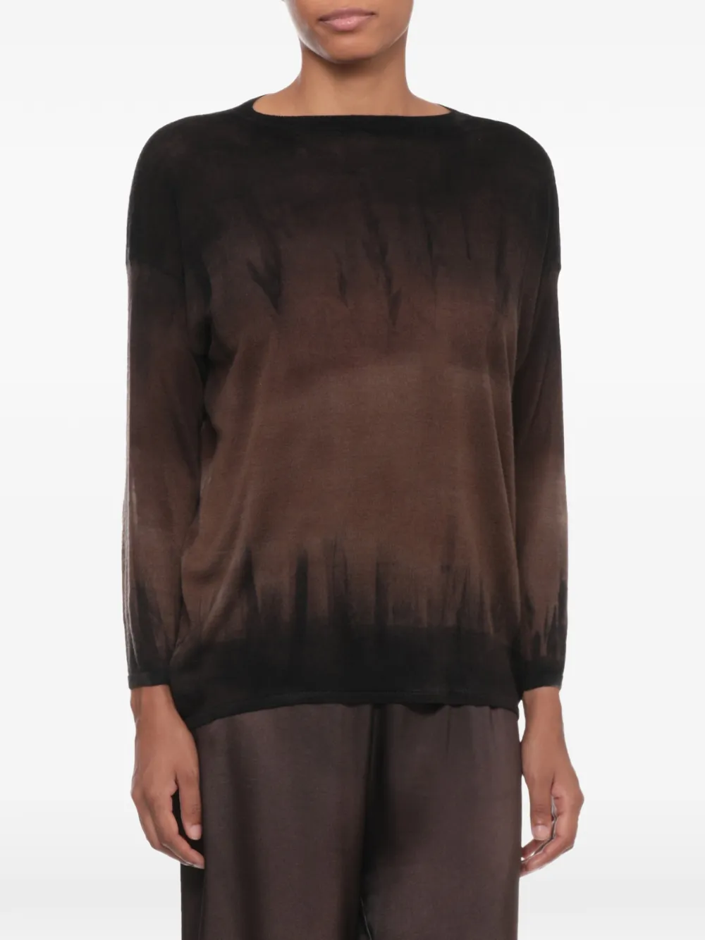 Avant Toi Trui met tie-dye print en boothals Bruin