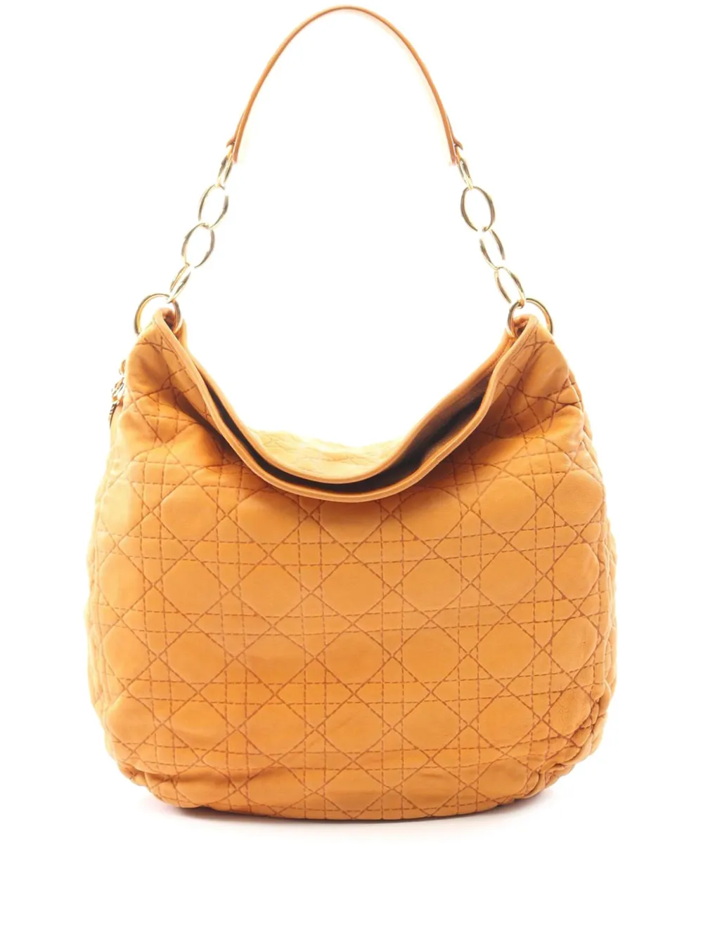 Christian Dior Pre-Owned 2000-2010 Lambskin Cannage hobo bag - Orange
