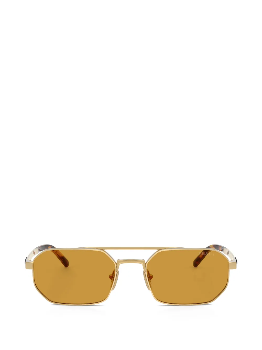 Prada Eyewear 기하학 프레임 선글라스 | 골드 톤 | Image 1