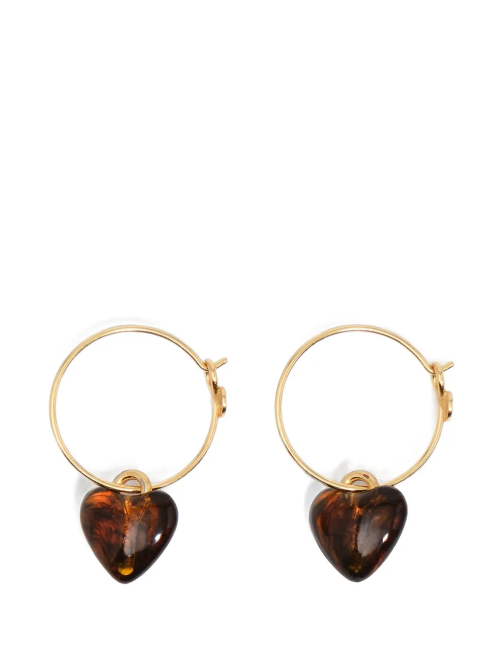 BIMBA Y LOLA Orecchini a cerchio con cuore in resina color ambra - Oro
