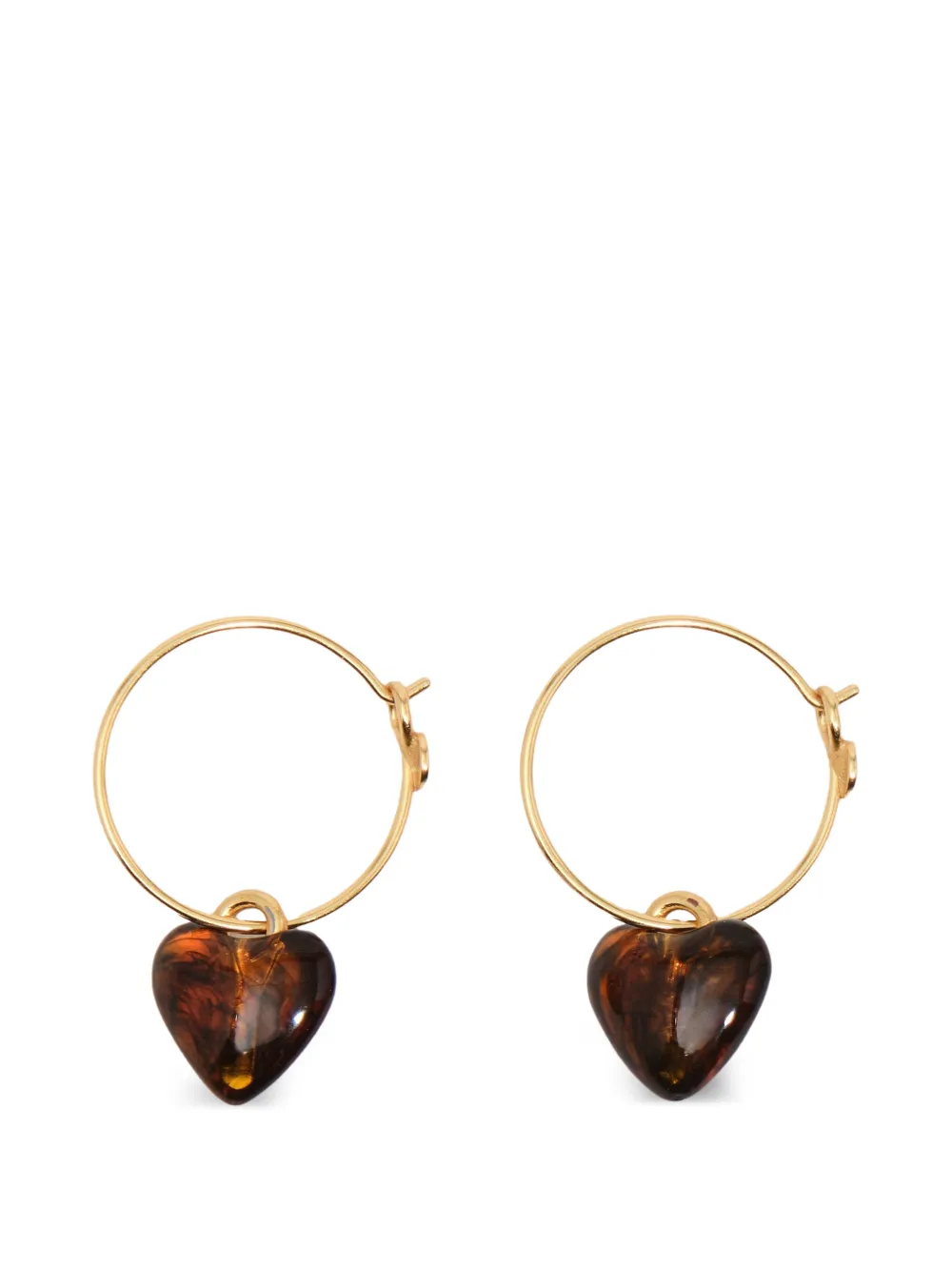 BIMBA Y LOLA Orecchini a cerchio con cuore in resina color ambra - Oro