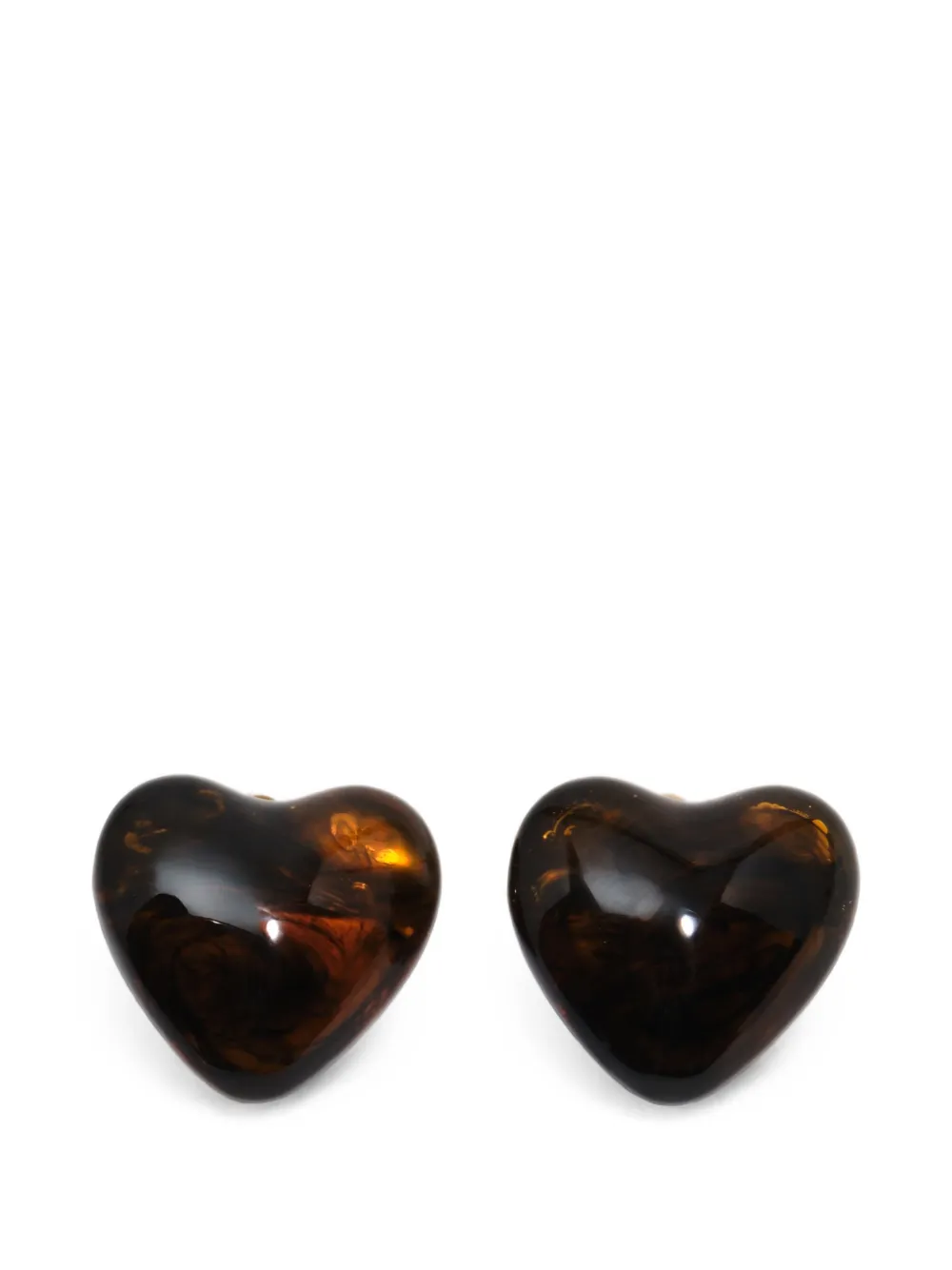 BIMBA Y LOLA boucles d’oreilles amber resin hearts - Marron