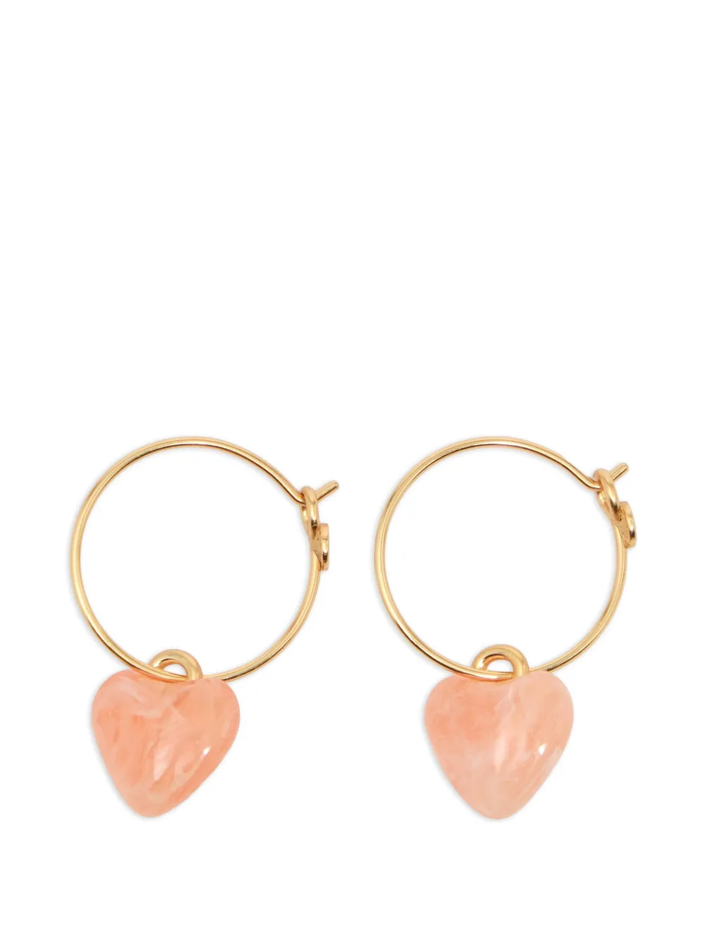BIMBA Y LOLA Orecchini a cerchio con cuore in resina rosa - Oro
