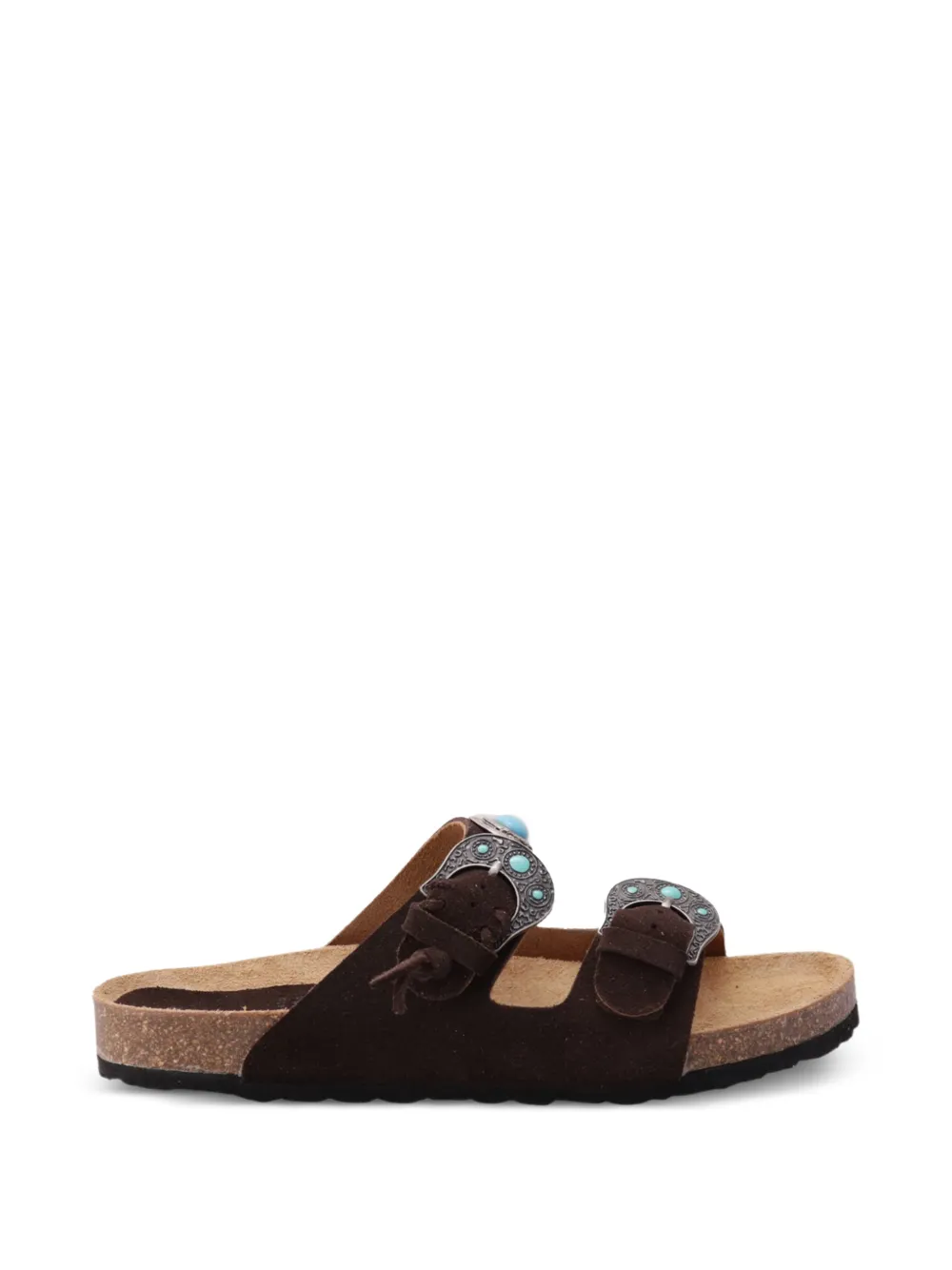 TAJI buckle-stone suede sandals - Braun