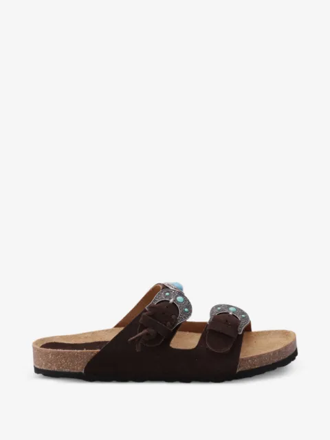 TAJI buckle-stone suede sandals
